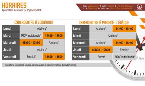 horaires 2019